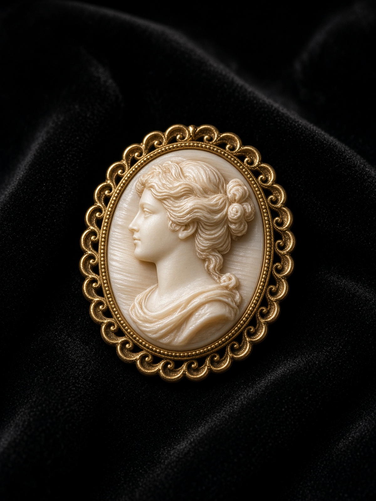 Shell cameo brooch